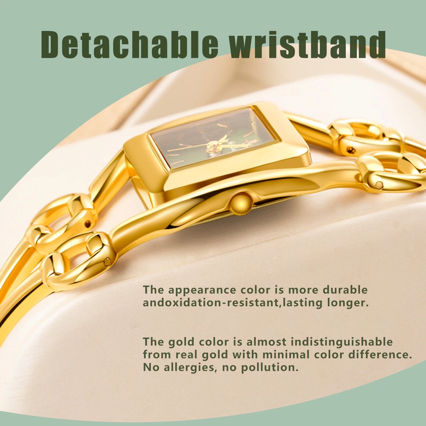 YaLaLuSi Newest Ladies Quartz Watches Women's Small Watches Luxury Casual Fashion Bracelet Including Tools Gold-Green