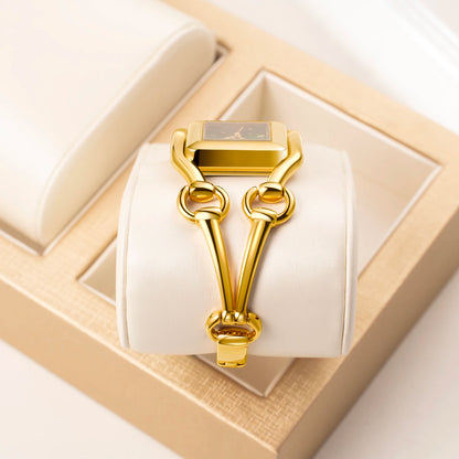 YaLaLuSi Newest Ladies Quartz Watches Women's Small Watches Luxury Casual Fashion Bracelet Including Tools Gold-Green