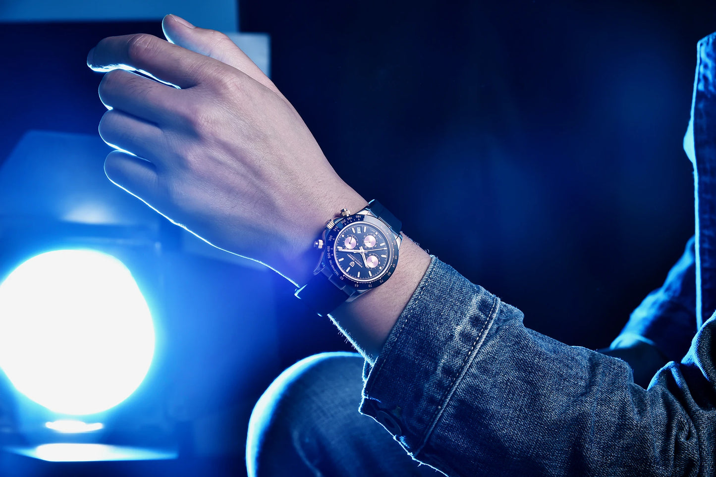 PAGANI DESIGN Watches Meteorite Surface Luxury Quartz Watches For Men Stainless Steel Waterproof Chronograph AR Sapphire Crystal