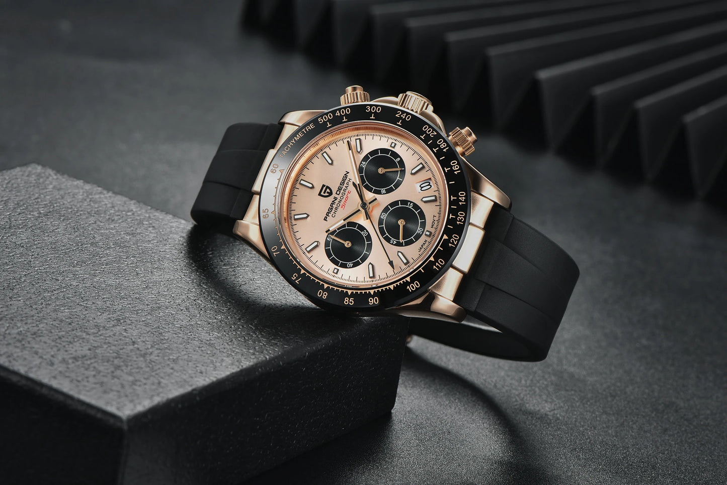 PAGANI DESIGN Watches Meteorite Surface Luxury Quartz Watches For Men Stainless Steel Waterproof Chronograph AR Sapphire Crystal
