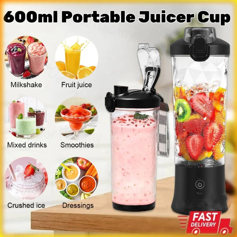 Mini Portable Blender Electric Fruit Juicer Smoothie Orange Fresh Juice Blender Multifunction Rechargeable Portable Juicer Mixer