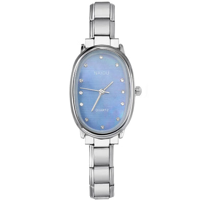GEMOSA Fashion Design Modern Oval Casual Quartz Watches Women Ladies Stainless Steel Width 9mm Strap Party Birthday Perfect Gift