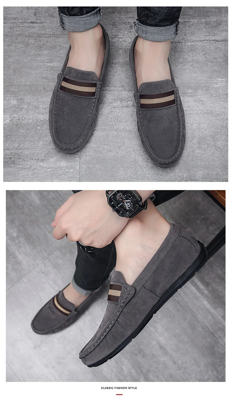Spring Men's Casual Shoes Suede Loafers For Men Moccasins High Quality Flats Male Walking Shoes comfortable Men's Driving Shoes