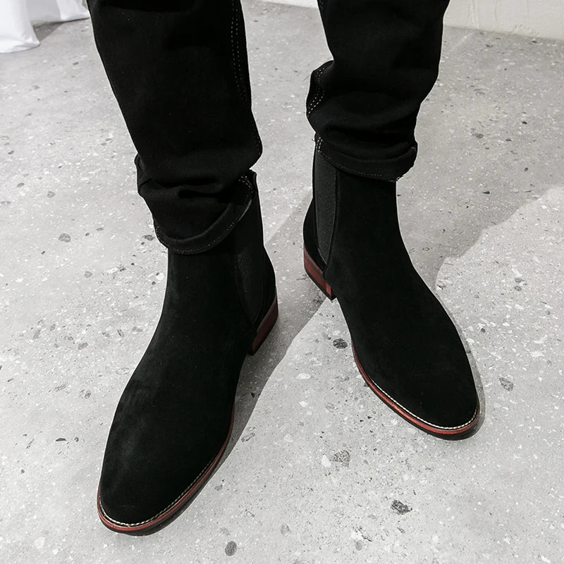 Fashionable Men Chelsea Boots PU Korean Version Versatile Suede European and American Short Boots Size 38-46 Men Boots