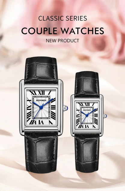 New Elegant Watches for Women and Men Fashion Leather Strap Waterproof Quartz Wristwatches Couple's Watches Gifts Drop Shipping