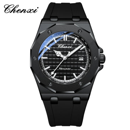 CHENXI 8268 Premium Men's Quartz Watch Night Light Silicone Strap Waterproof Calendar Casual Men's Texture Watch reloj hombre