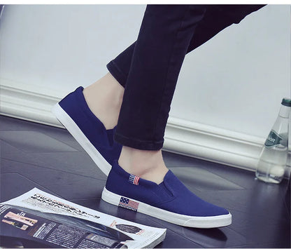 Men's Casual Shoes Canvas Slip-On Loafers Low Style Breathable Light Fashion Shoes for Men Walking White Shoe Zapatos De Hombre