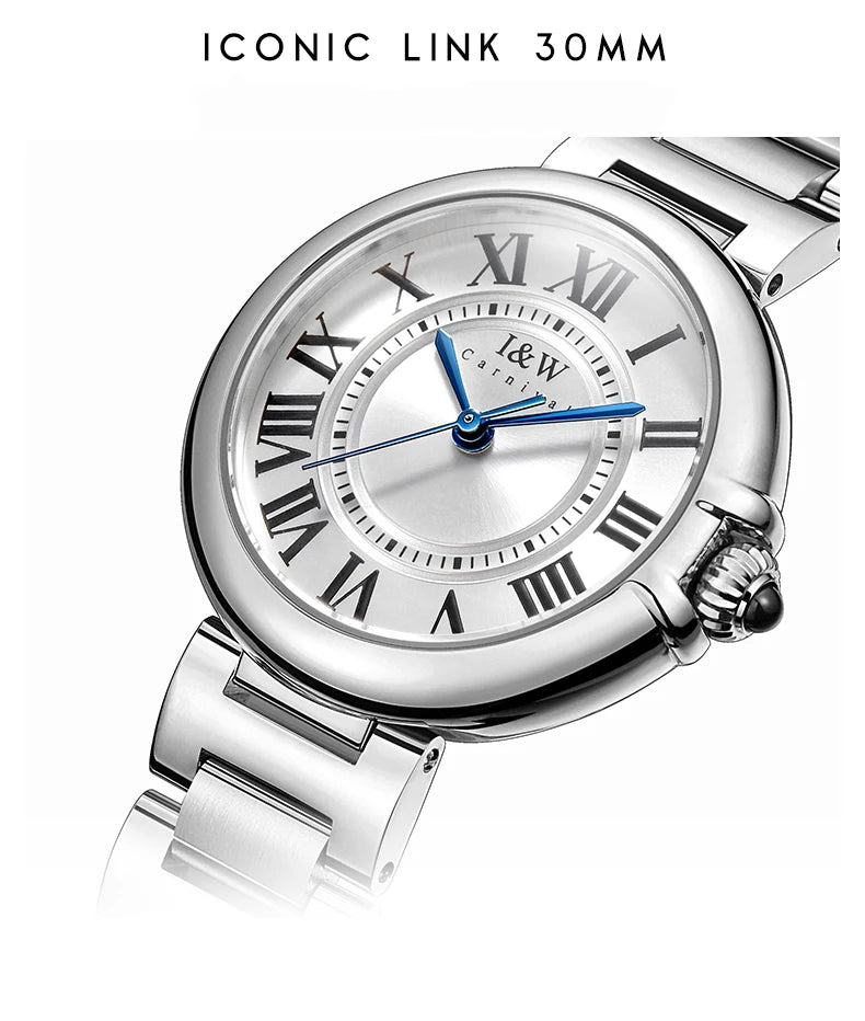 Relogio Feminino Switzerland I&W 2022 New Women Quartz Watches Sapphire Glass Waterproof 316L Stainless Steel Watch for Women