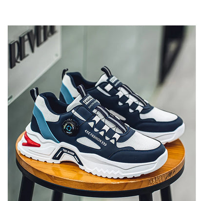 Men's Korean rotating shoelaces trendy sports shoes four season soft soled comfort casual sneakers outdoor student running shoes