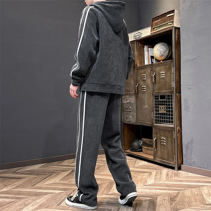 Big Size 8xl 7xl Corduroy Men's Tracksuit Set Black Hoodie Pants 2pcs Suits Autumn Winter Jacket Hooded Oversize Sportswear Man