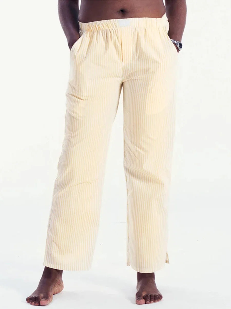 Split Hem Wide Leg Pants Casual y2k Stripe Elastic High Waisted Lounge Pants With Pockets Comfy Work Pants For Women Streetwear