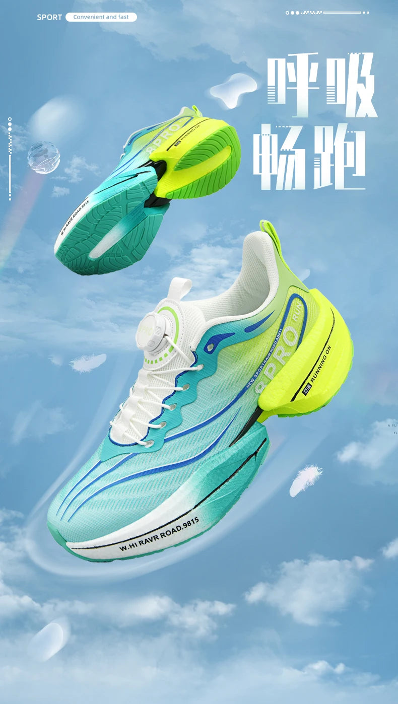 Marathon Carbon Plate Air Cushion Men Sports Running Shoes Breathable Lightweight Women's Comfortable Athletic Nonskid Sneakers