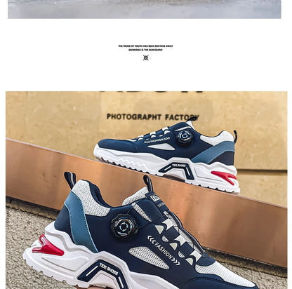 Men's Korean rotating shoelaces trendy sports shoes four season soft soled comfort casual sneakers outdoor student running shoes