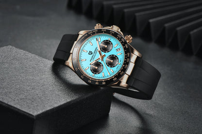 PAGANI DESIGN Watches Meteorite Surface Luxury Quartz Watches For Men Stainless Steel Waterproof Chronograph AR Sapphire Crystal
