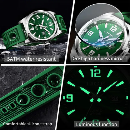 LIGE Man Watch Fashion Military Sport Quartz Calendar Watches for Men Waterproof Luminous Business Male Clock Relogio Masculino