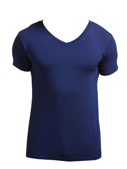 Modal summer round neck tight men's short sleeve V-neck T-shirt solid color vest T-shirt slim-fit sports undershirt