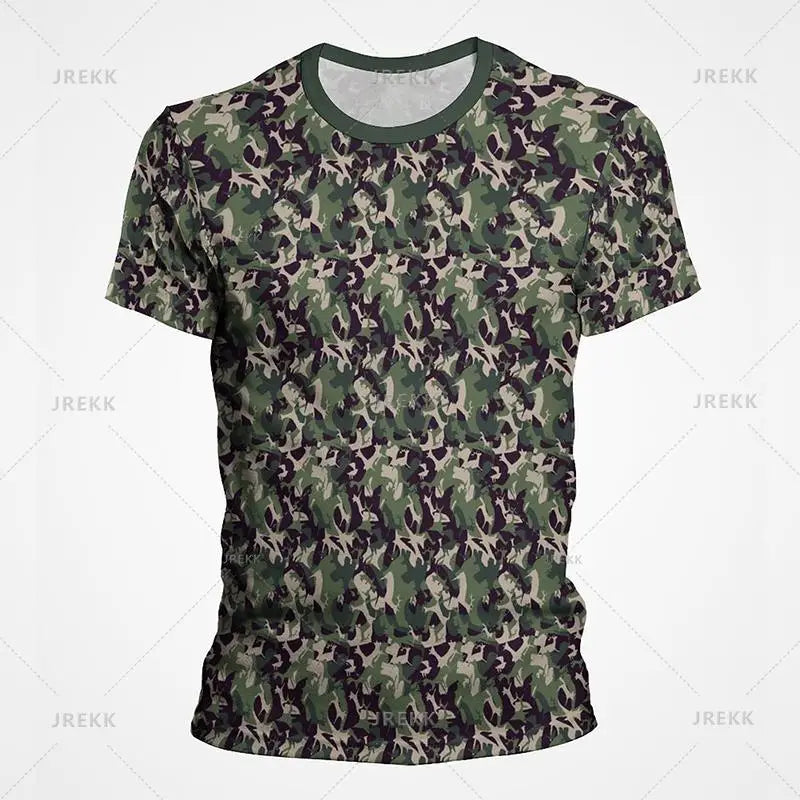 Camouflage T-Shirt Men Clothes Outdoor Fashion Casual O Neck Short Sleeve Tee Summer Streetwear Oversized Sport Military T Shirt