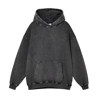 Washed out Thin Cotton Hoodie Sweatshirt Shoulder Drop Shoulder Large Size Women's Clothing Straight Cut Cuff Neckband