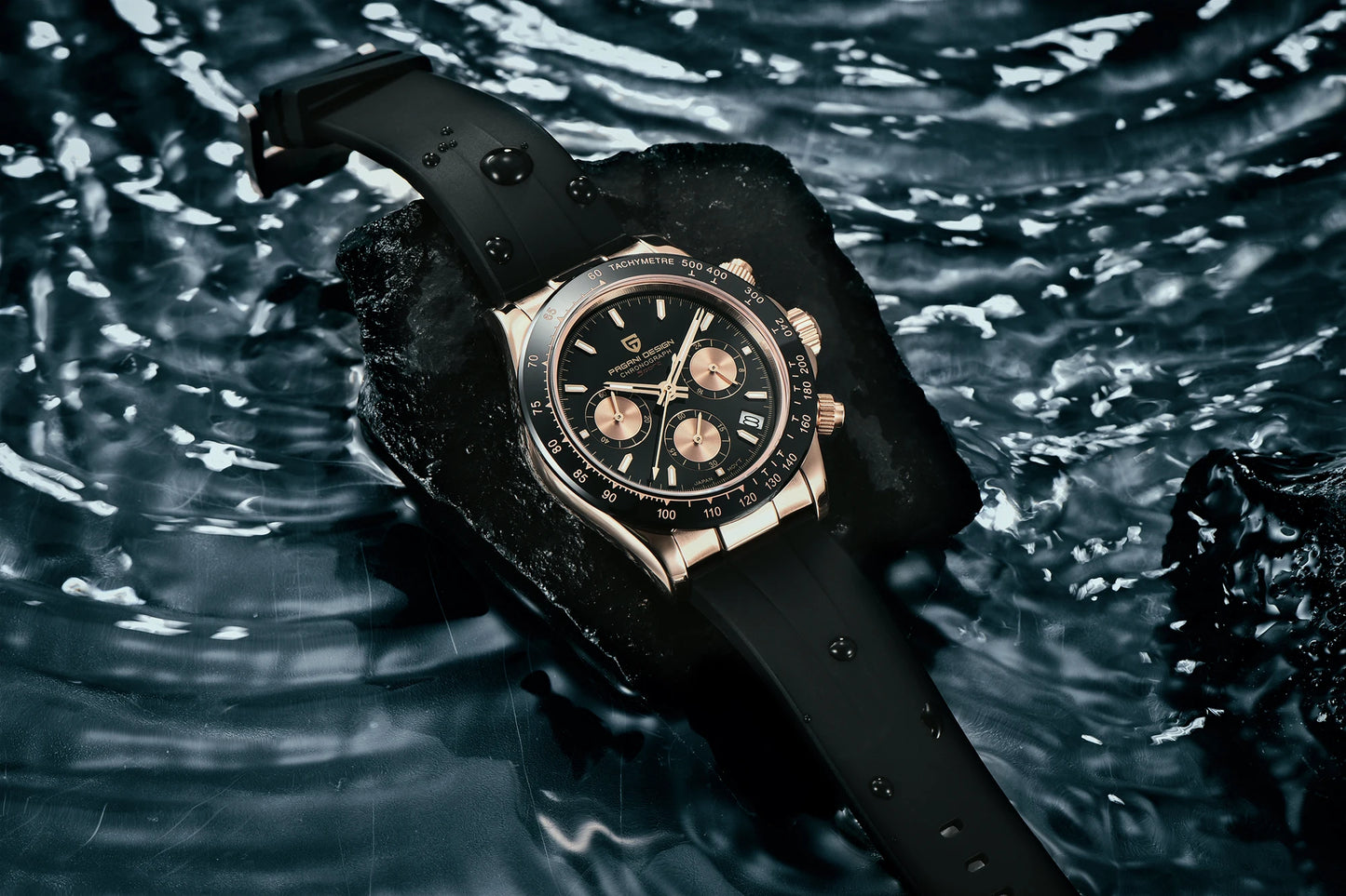 PAGANI DESIGN Watches Meteorite Surface Luxury Quartz Watches For Men Stainless Steel Waterproof Chronograph AR Sapphire Crystal