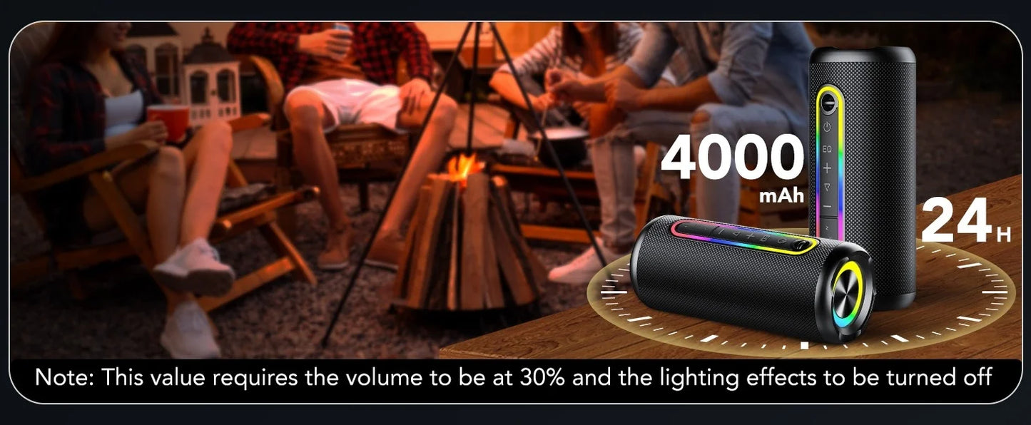 Bluetooth Speakers, Portable Wireless Speaker with 30W Loud Stereo Sound, BT5.4, IP7 Waterproof, 24H Playtime, Portable Speaker