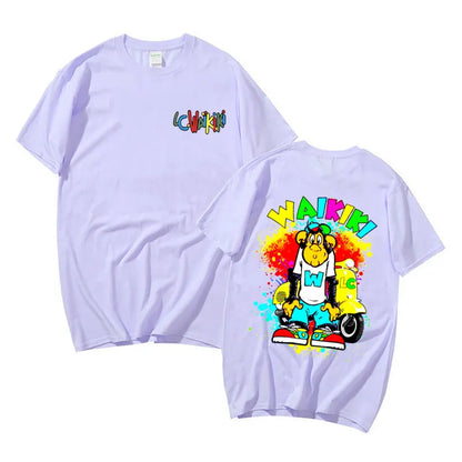Funny Lc Waikiki Monkey Electric Bike Graphic Tshirt Men Women Fashion Casual T-shirt Male Summer Oversized Short Sleeve Tees