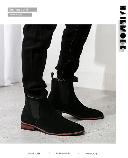 Fashionable Men Chelsea Boots PU Korean Version Versatile Suede European and American Short Boots Size 38-46 Men Boots