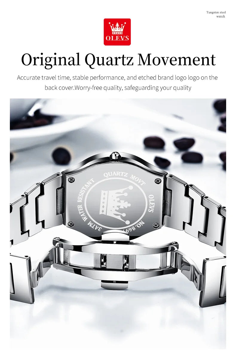 OLEVS 8697 Luxury Elegant Quartz Women's Watch Tungsten Steel Strap Fashion Waterproof Calendar Diamond dial Women's Watch
