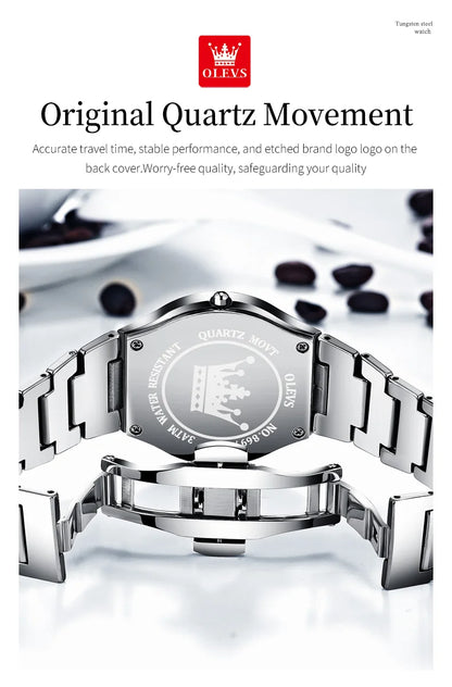 OLEVS 8697 Luxury Elegant Quartz Women's Watch Tungsten Steel Strap Fashion Waterproof Calendar Diamond dial Women's Watch
