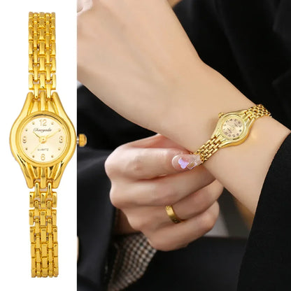 Women's Gold Bracelet Watch Fashion Elegant Small Dial Alloy Quartz Wristwatch Woman Luxury Ladies Watch Clock Gift Reloj Mujer