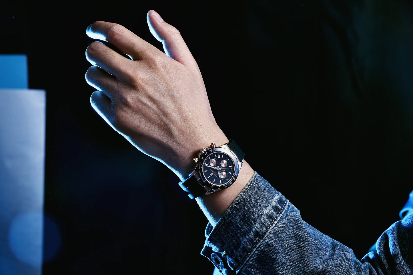 PAGANI DESIGN Watches Meteorite Surface Luxury Quartz Watches For Men Stainless Steel Waterproof Chronograph AR Sapphire Crystal