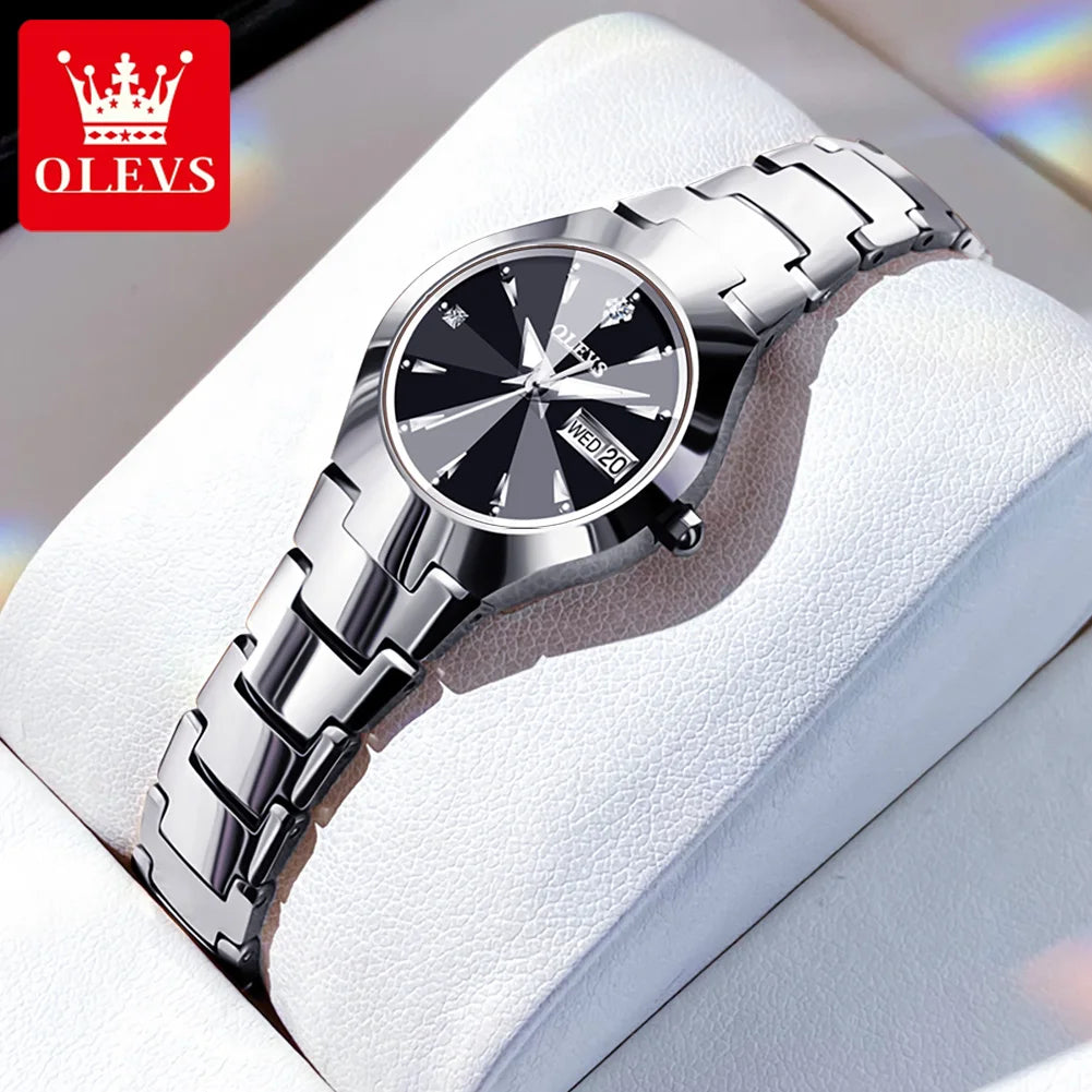 OLEVS 8697 Luxury Elegant Quartz Women's Watch Tungsten Steel Strap Fashion Waterproof Calendar Diamond dial Women's Watch