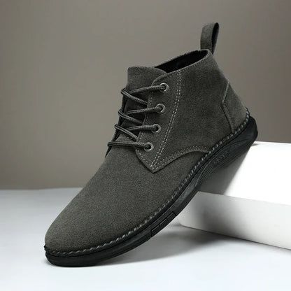 Winter Outdoor Men Casual Shoes Leather Ankle Boots No-slip High Top Male Work Shoes High Quanlity Square Head Men Chelsea Boots
