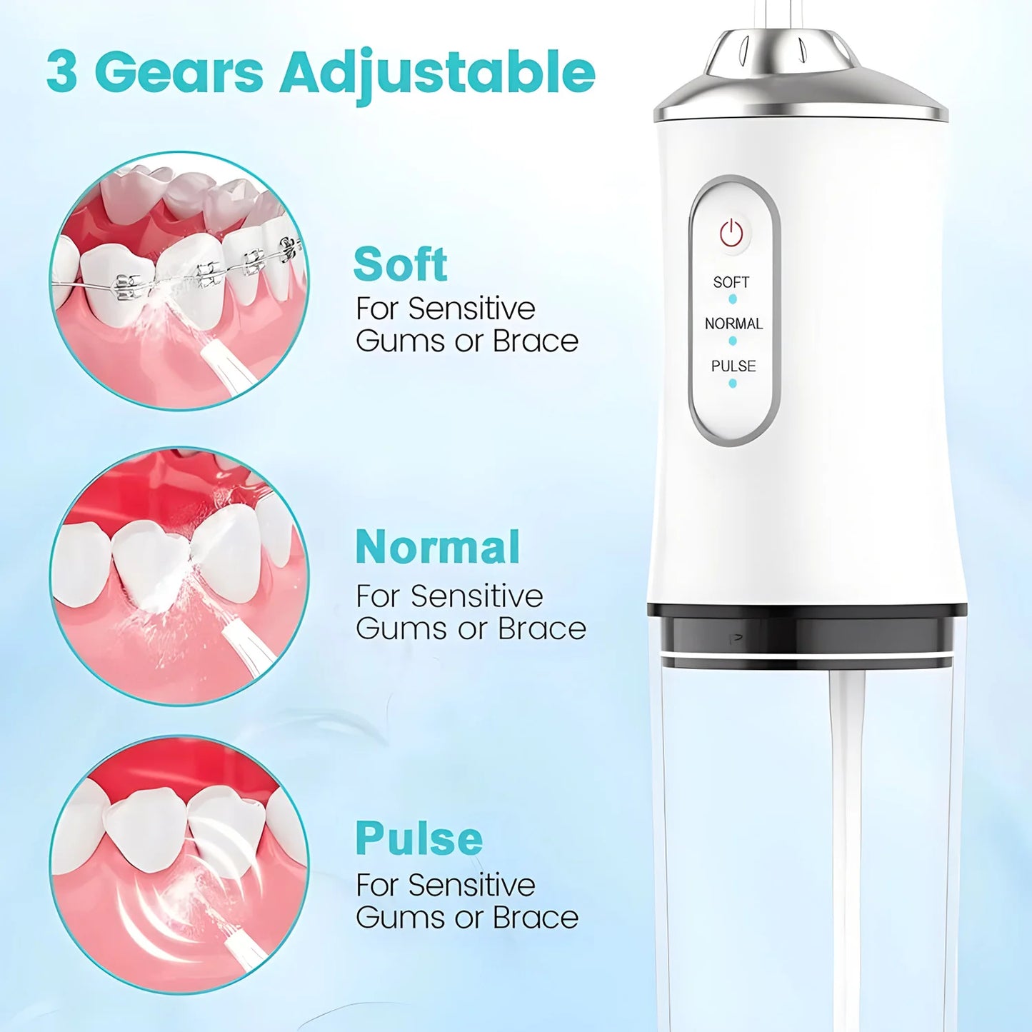 Rechargeable Oral Irrigator Portable Dental Irrigator Water Flosser 3 Models Jet Nozzles Water Teeth Pick Flosser Water Jet