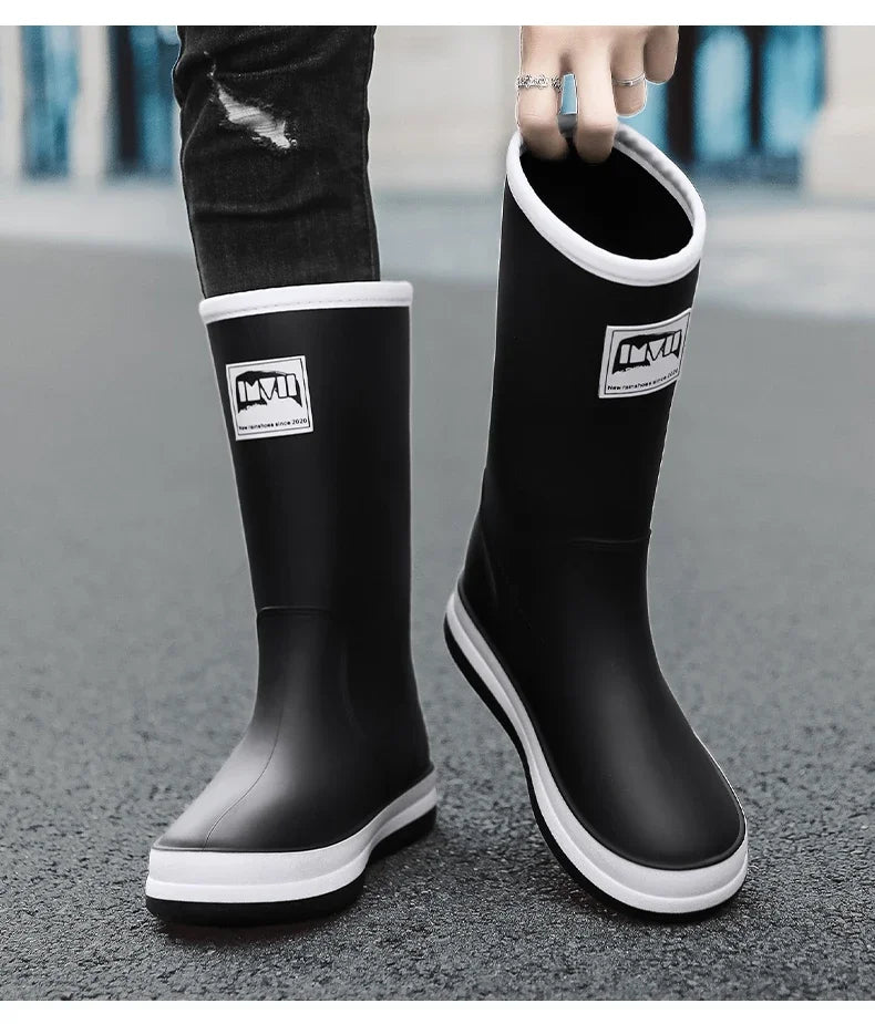 Men's Rain Shoes in The Cylinder Waterproof Wear-resistant Injection Molding Rubber Breathable New Outdoor Walking Water Shoes