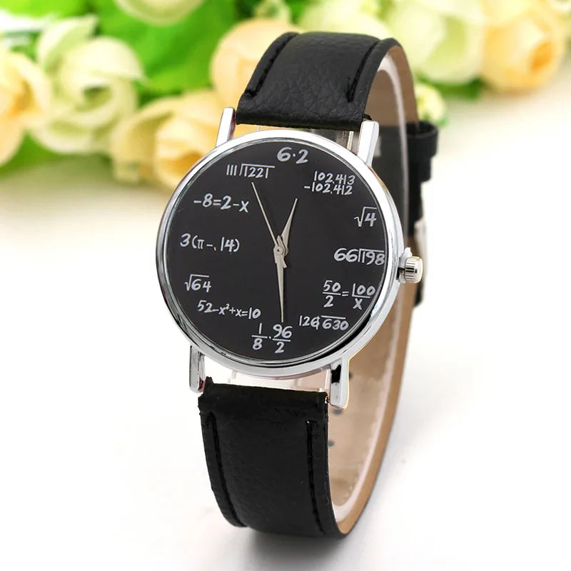 Fashion Ladies Watch Math Formula Watches Leather Strap Quartz Casual Watch for Women Dashboard Formula Relogio Ferminino