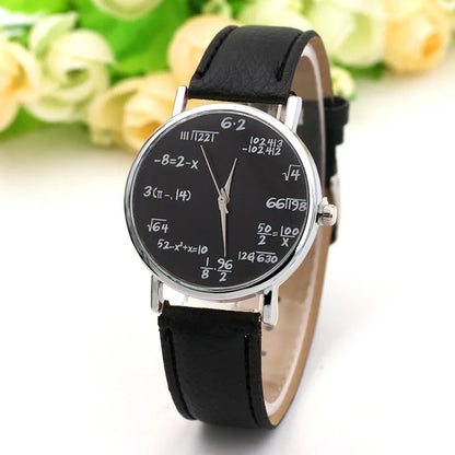 Fashion Ladies Watch Math Formula Watches Leather Strap Quartz Casual Watch for Women Dashboard Formula Relogio Ferminino