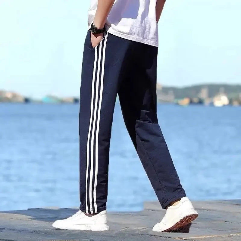 Slimming Straight Leg Sports Pants Women's Loose Casual High Waist Wide Leg Three Bar Student Long Trousers Autumn New Arrival