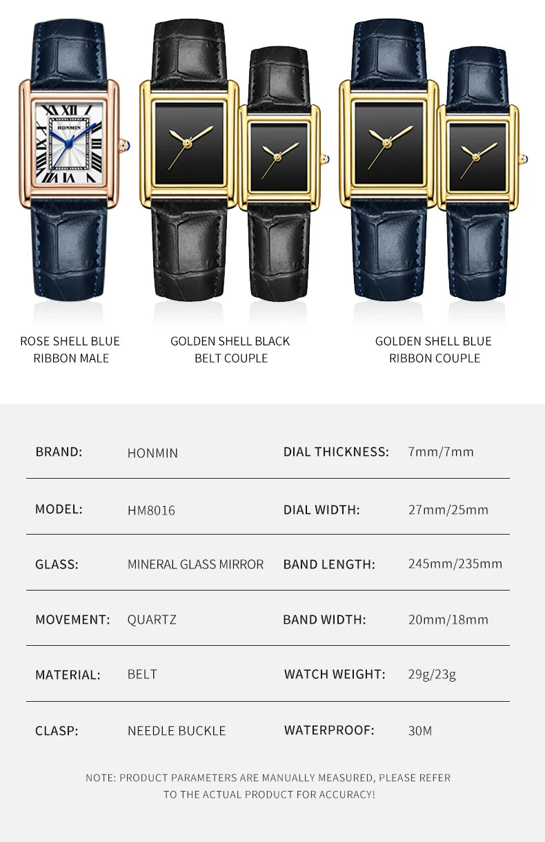 New Elegant Watches for Women and Men Fashion Leather Strap Waterproof Quartz Wristwatches Couple's Watches Gifts Drop Shipping