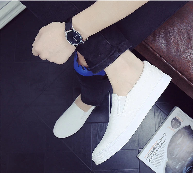 Men's Casual Shoes Canvas Slip-On Loafers Low Style Breathable Light Fashion Shoes for Men Walking White Shoe Zapatos De Hombre