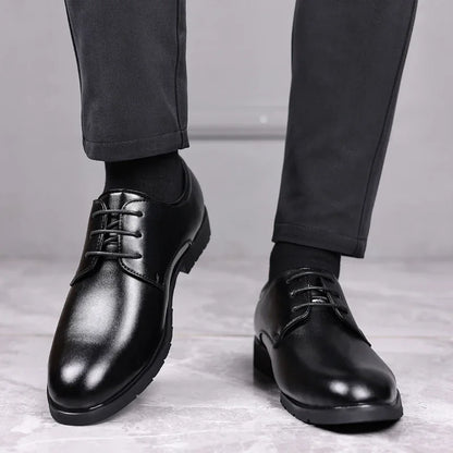 High Quality Formal Leather Men Dress Shoes Breathable Mens Casual Shoes Italian Luxury Brand Lace-Up Non-slip Men Driving Shoes