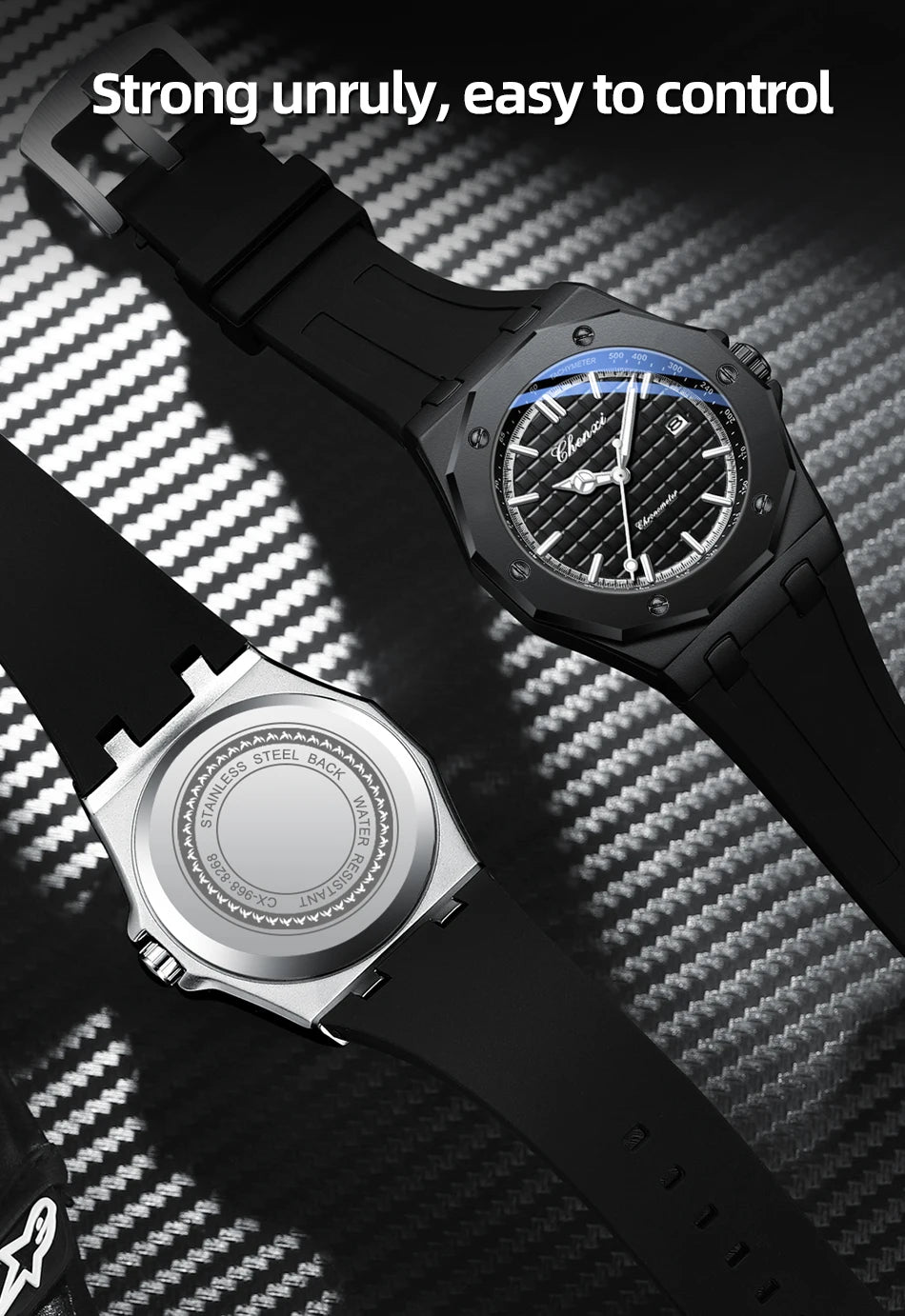 CHENXI 8268 Premium Men's Quartz Watch Night Light Silicone Strap Waterproof Calendar Casual Men's Texture Watch reloj hombre