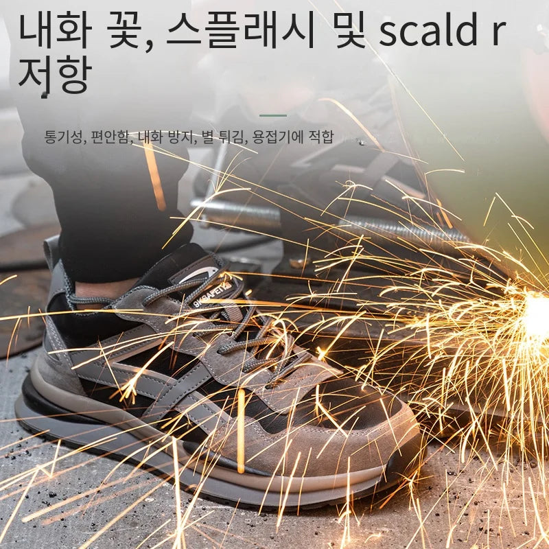 Waterproof Work Safety Shoes Steel Toe Cap Reflective Strip Indestructible Anti-smash Men Sneakers Construction Male Footwear