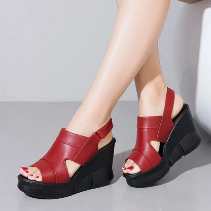 2025 High Quality Ladies Shoes Open Toe Women's Sandals Platform Dress Sandals Women Round Toe High Wedges Outdoor Shoes Women