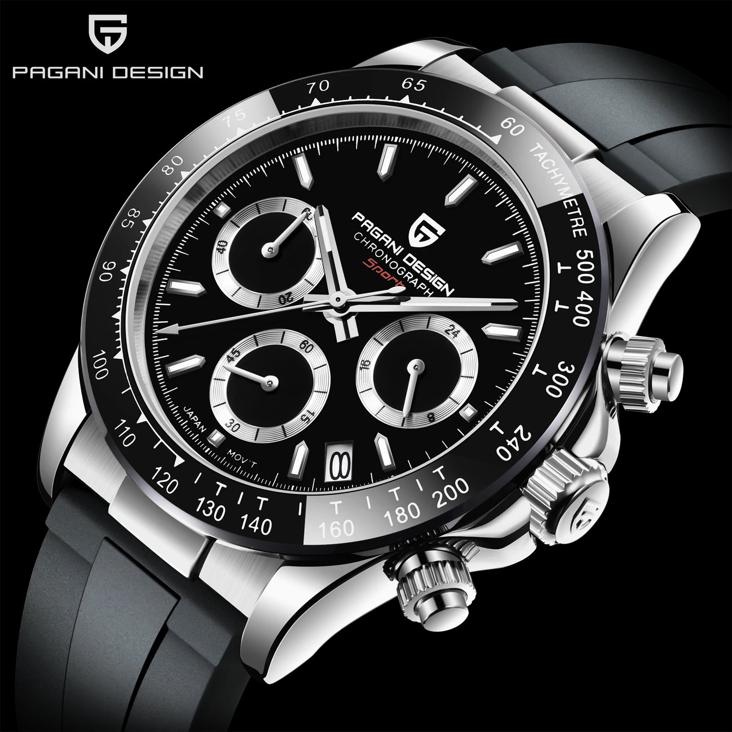 PAGANI DESIGN Watches Meteorite Surface Luxury Quartz Watches For Men Stainless Steel Waterproof Chronograph AR Sapphire Crystal