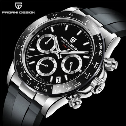 PAGANI DESIGN Watches Meteorite Surface Luxury Quartz Watches For Men Stainless Steel Waterproof Chronograph AR Sapphire Crystal