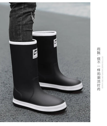 Men's Rain Shoes in The Cylinder Waterproof Wear-resistant Injection Molding Rubber Breathable New Outdoor Walking Water Shoes