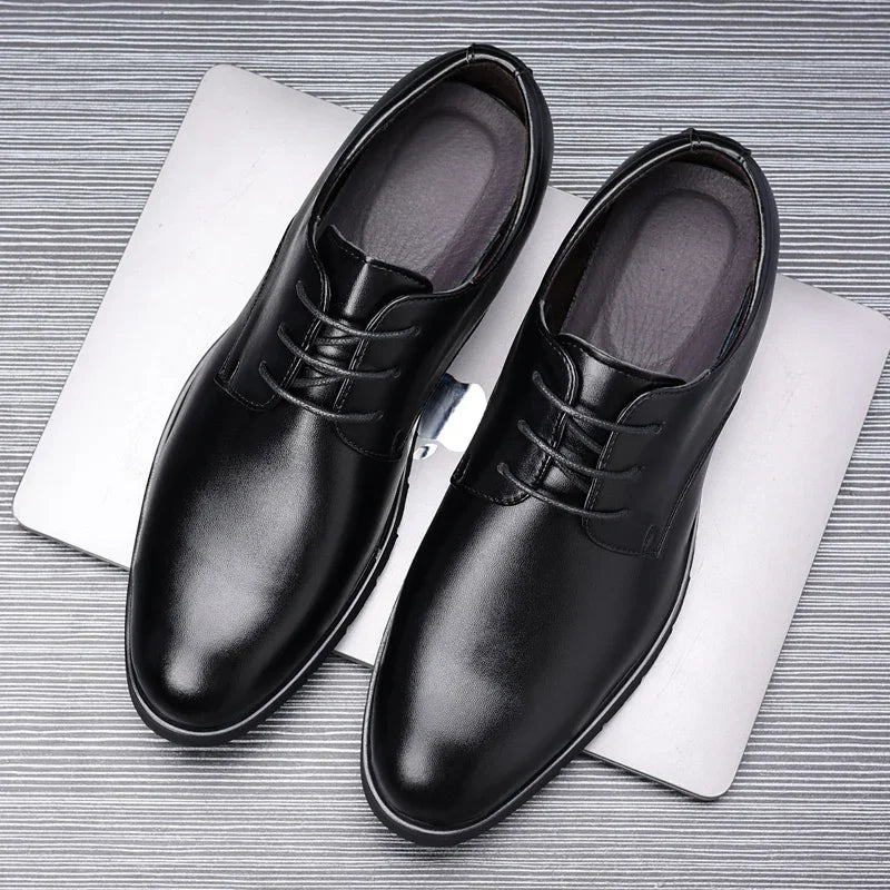 High Quality Formal Leather Men Dress Shoes Breathable Mens Casual Shoes Italian Luxury Brand Lace-Up Non-slip Men Driving Shoes