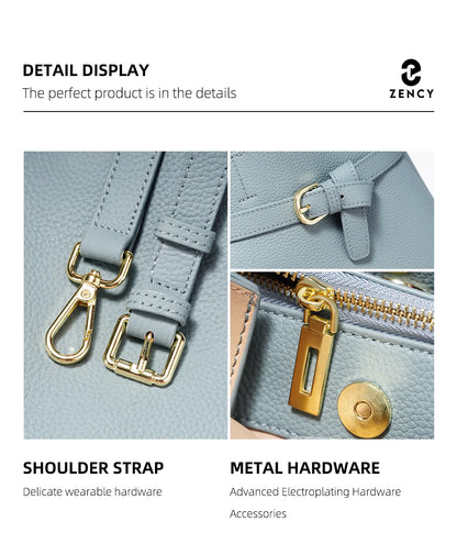 Zency Genuine Leather Top-handle Bag For Women Luxury Designer Crossbody Bag Zipper Purse Elegant OL Handbag 2025 New Shoulder