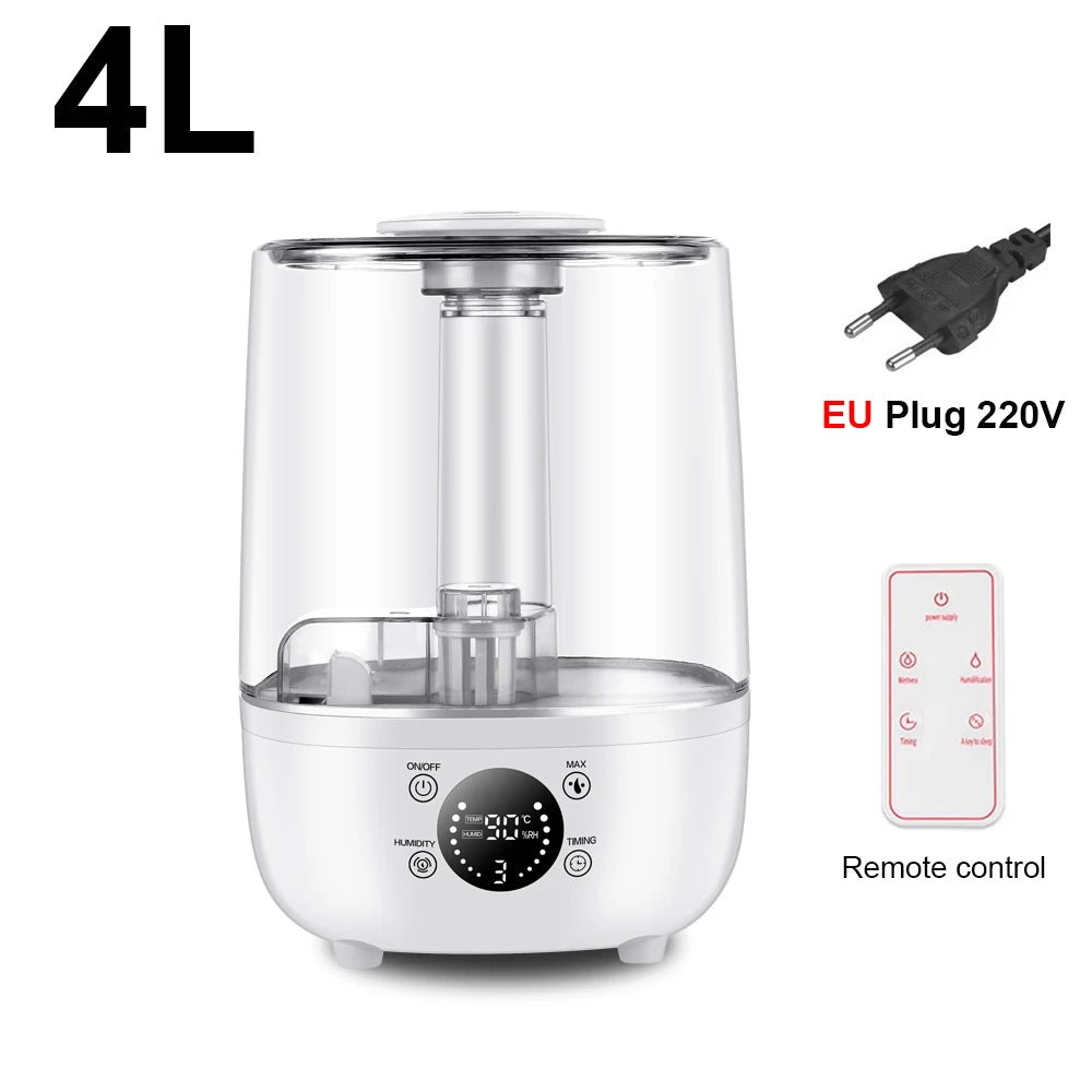 Air Humidifier 4L Large Capacity Ultrasonic Humidifier Home Essential Oils Diffuser for Bedroom Air Humidifier with Aromatherapy