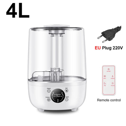 Air Humidifier 4L Large Capacity Ultrasonic Humidifier Home Essential Oils Diffuser for Bedroom Air Humidifier with Aromatherapy